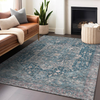Piper Looms Chantille Medallion ACN1240 Blue Machine Washable Area Rug Lifestyle Image Feature