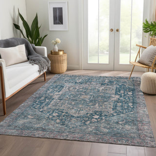 Piper Looms Chantille Medallion ACN1240 Blue Machine Washable Area Rug Lifestyle Image Feature