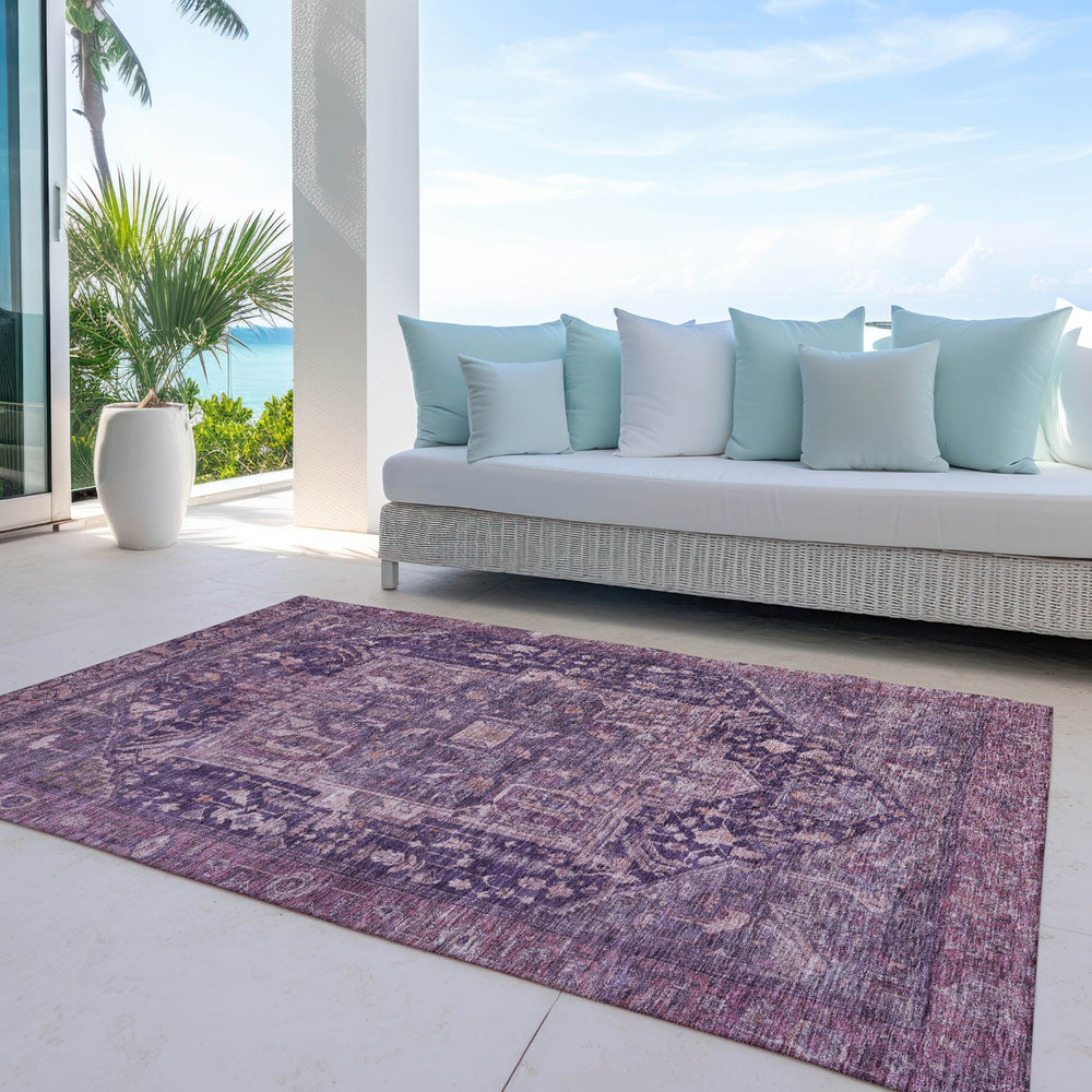 Piper Looms Chantille Medallion ACN1240 Eggplant Machine Washable Area Rug Outdoor Lifestyle Image Feature