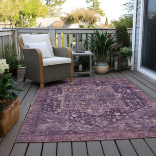 Piper Looms Chantille Medallion ACN1240 Eggplant Machine Washable Area Rug Outdoor Lifestyle Image Feature