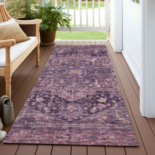 Piper Looms Chantille Medallion ACN1240 Eggplant Machine Washable Area Rug Runner Outdoor Lifestyle Image Feature