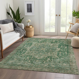 Piper Looms Chantille Medallion ACN1240 Emerald Machine Washable Area Rug Lifestyle Image Feature