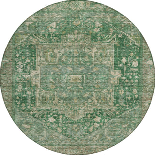 Piper Looms Chantille Medallion ACN1240 Emerald Machine Washable Area Rug Round Main Image