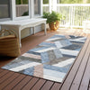 Piper Looms Chantille Geometric ACN1241 Blue Machine Washable Area Rug Runner Outdoor Lifestyle Image Feature