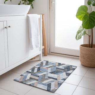Piper Looms Chantille Geometric ACN1241 Blue Machine Washable Area Rug Scatter Lifestyle Image Feature