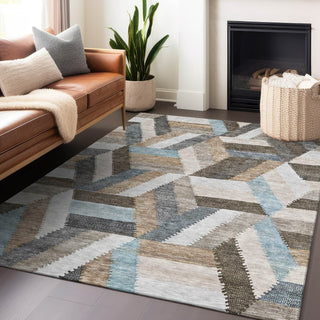 Piper Looms Chantille Geometric ACN1241 Brown Machine Washable Area Rug Lifestyle Image Feature