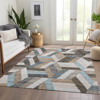 Piper Looms Chantille Geometric ACN1241 Brown Machine Washable Area Rug Lifestyle Image Feature