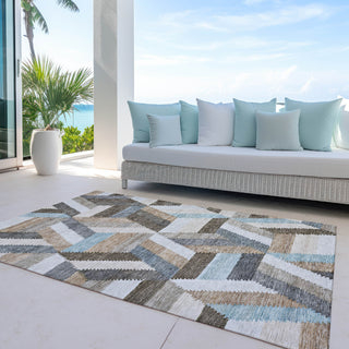 Piper Looms Chantille Geometric ACN1241 Brown Machine Washable Area Rug Outdoor Lifestyle Image Feature