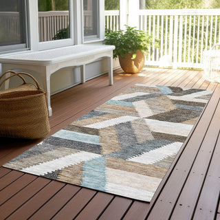 Piper Looms Chantille Geometric ACN1241 Brown Machine Washable Area Rug Runner Outdoor Lifestyle Image Feature