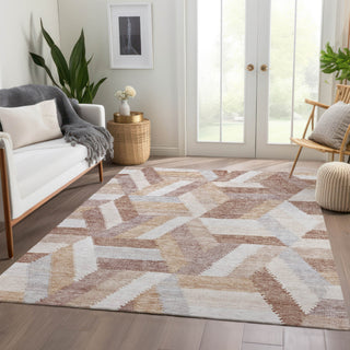 Piper Looms Chantille Geometric ACN1241 Copper Machine Washable Area Rug Lifestyle Image Feature