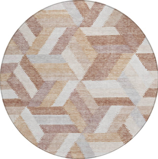 Piper Looms Chantille Geometric ACN1241 Copper Machine Washable Area Rug Round Main Image
