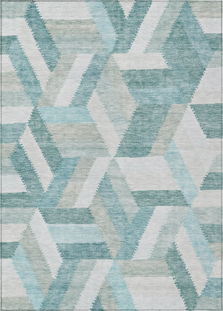 Piper Looms Chantille Geometric ACN1241 Teal Machine Washable Area Rug main image