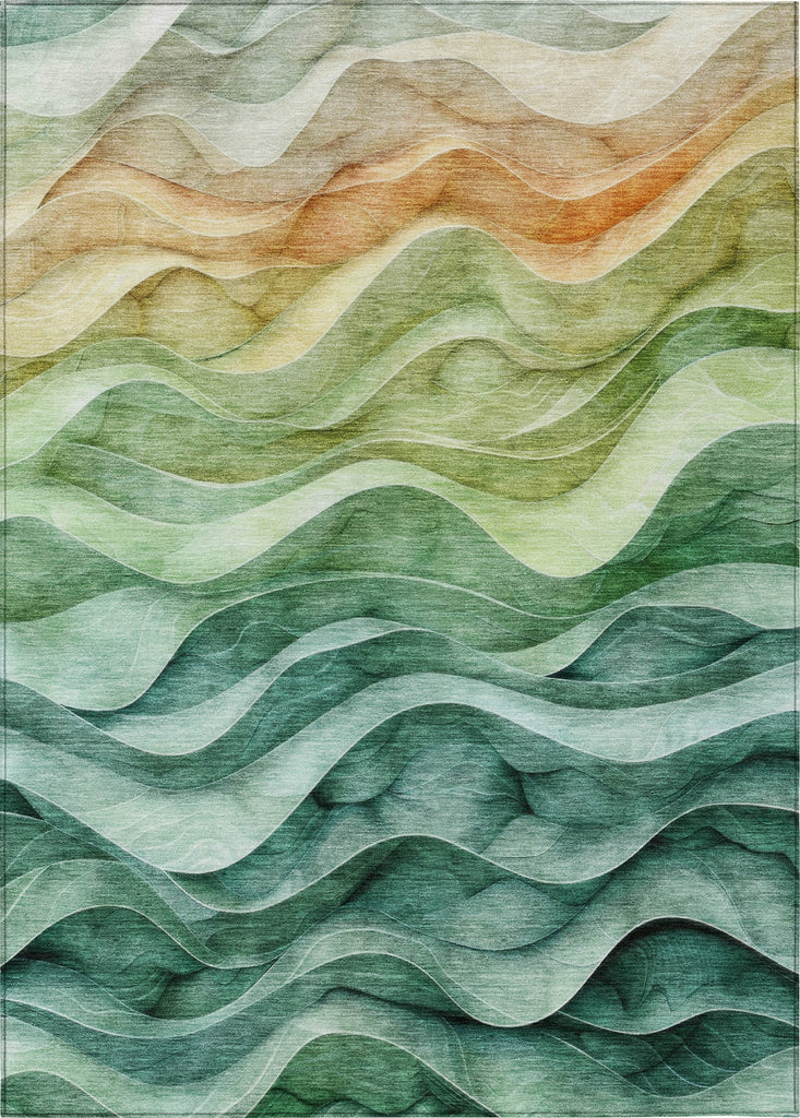 Piper Looms Chantille Swirls ACN1242 Teal Machine Washable Area Rug main image