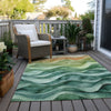 Piper Looms Chantille Swirls ACN1242 Teal Machine Washable Area Rug Outdoor Lifestyle Image Feature