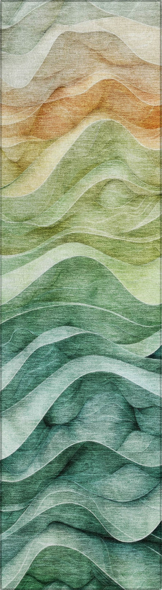 Piper Looms Chantille Swirls ACN1242 Teal Machine Washable Area Rug Runner Main Image