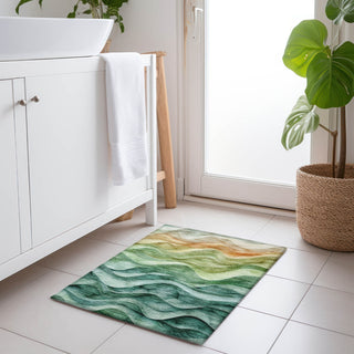 Piper Looms Chantille Swirls ACN1242 Teal Machine Washable Area Rug Scatter Lifestyle Image Feature