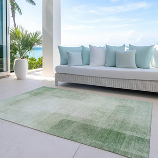 Piper Looms Chantille Geometric ACN1243 Aloe Machine Washable Area Rug Outdoor Lifestyle Image Feature