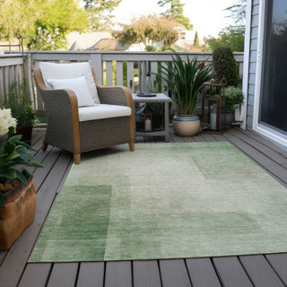 Piper Looms Chantille Geometric ACN1243 Aloe Machine Washable Area Rug Outdoor Lifestyle Image Feature