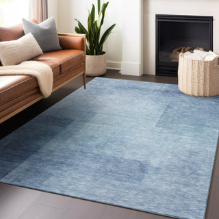 Piper Looms Chantille Geometric ACN1244 Blue Machine Washable Area Rug Lifestyle Image Feature