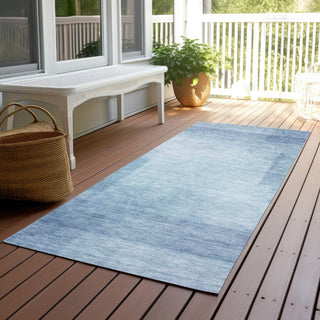Piper Looms Chantille Geometric ACN1244 Blue Machine Washable Area Rug Runner Outdoor Lifestyle Image Feature
