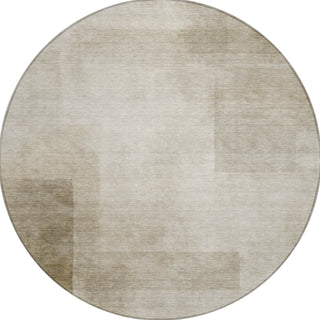 Piper Looms Chantille Geometric ACN1245 Khaki Machine Washable Area Rug Round Main Image