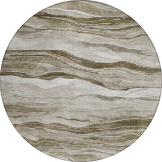 Piper Looms Chantille Stripes ACN1247 Brown Machine Washable Area Rug Round Main Image