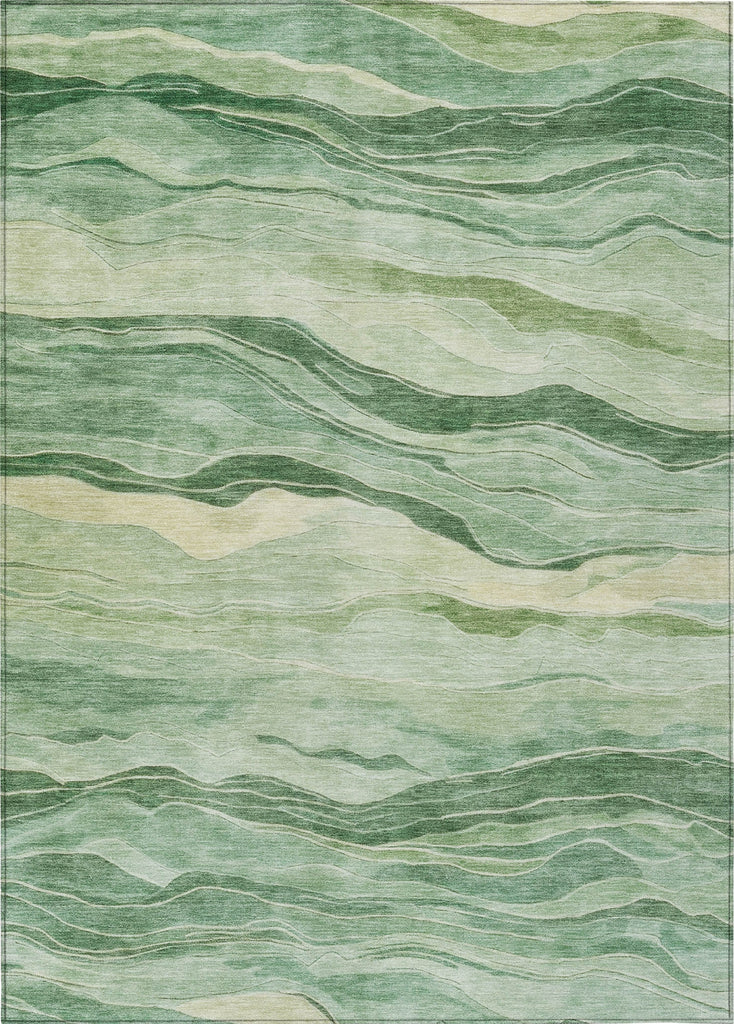 Piper Looms Chantille Stripes ACN1248 Green Machine Washable Area Rug main image