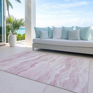 Piper Looms Chantille Stripes ACN1249 Pink Machine Washable Area Rug Outdoor Lifestyle Image Feature