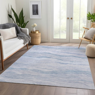 Piper Looms Chantille Stripes ACN1250 Sky Machine Washable Area Rug Lifestyle Image Feature