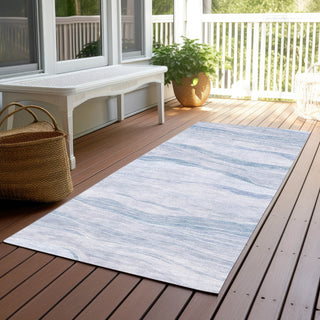 Piper Looms Chantille Stripes ACN1250 Sky Machine Washable Area Rug Runner Outdoor Lifestyle Image Feature