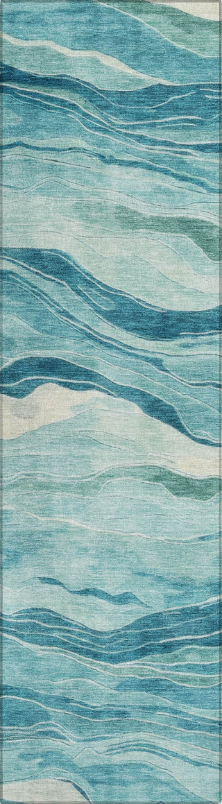 Piper Looms Chantille Stripes ACN1251 Turquoise Machine Washable Area Rug Runner Main Image