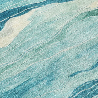 Piper Looms Chantille Stripes ACN1251 Turquoise Machine Washable Area Rug Swatch Image