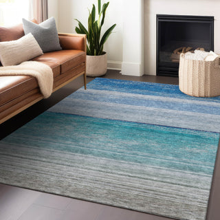 Piper Looms Chantille Stripes ACN1252 Sky Machine Washable Area Rug Lifestyle Image Feature
