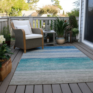 Piper Looms Chantille Stripes ACN1252 Sky Machine Washable Area Rug Outdoor Lifestyle Image Feature
