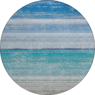 Piper Looms Chantille Stripes ACN1252 Sky Machine Washable Area Rug Round Main Image