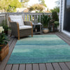 Piper Looms Chantille Stripes ACN1254 Turquoise Machine Washable Area Rug Outdoor Lifestyle Image Feature
