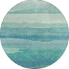 Piper Looms Chantille Stripes ACN1254 Turquoise Machine Washable Area Rug Round Main Image