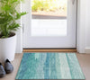 Piper Looms Chantille Stripes ACN1254 Turquoise Machine Washable Area Rug Scatter Lifestyle Image Feature
