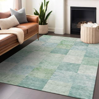 Piper Looms Chantille Geometric ACN1256 Seafoam Machine Washable Area Rug Lifestyle Image Feature