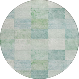 Piper Looms Chantille Geometric ACN1256 Seafoam Machine Washable Area Rug Round Main Image