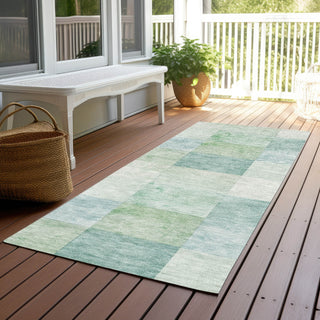 Piper Looms Chantille Geometric ACN1256 Seafoam Machine Washable Area Rug Runner Outdoor Lifestyle Image Feature
