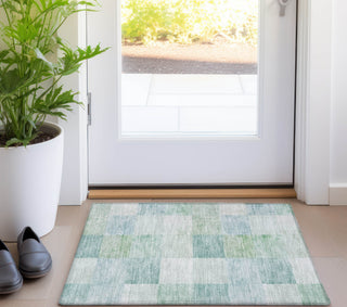 Piper Looms Chantille Geometric ACN1256 Seafoam Machine Washable Area Rug Scatter Lifestyle Image Feature