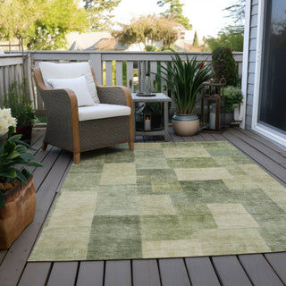 Piper Looms Chantille Geometric ACN1261 Aloe Machine Washable Area Rug Outdoor Lifestyle Image Feature