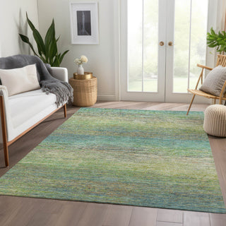 Piper Looms Chantille Stripes ACN1264 Aloe Machine Washable Area Rug Lifestyle Image Feature