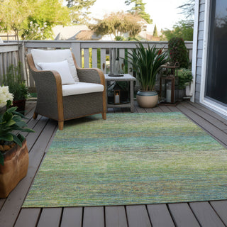 Piper Looms Chantille Stripes ACN1264 Aloe Machine Washable Area Rug Outdoor Lifestyle Image Feature