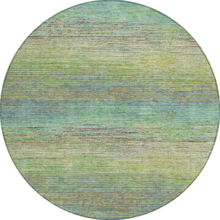 Piper Looms Chantille Stripes ACN1264 Aloe Machine Washable Area Rug Round Main Image