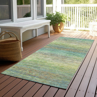 Piper Looms Chantille Stripes ACN1264 Aloe Machine Washable Area Rug Runner Outdoor Lifestyle Image Feature