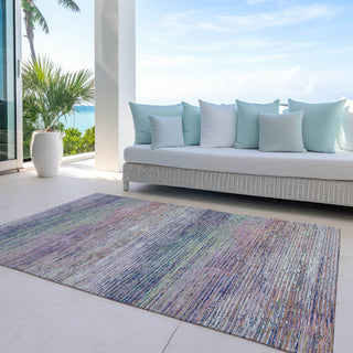 Piper Looms Chantille Stripes ACN1265 Blush Machine Washable Area Rug Outdoor Lifestyle Image Feature