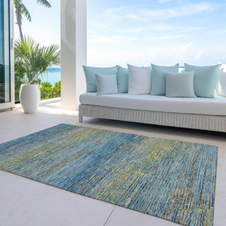 Piper Looms Chantille Stripes ACN1267 Denim Machine Washable Area Rug Outdoor Lifestyle Image Feature