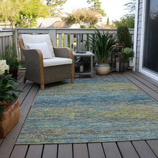 Piper Looms Chantille Stripes ACN1267 Denim Machine Washable Area Rug Outdoor Lifestyle Image Feature
